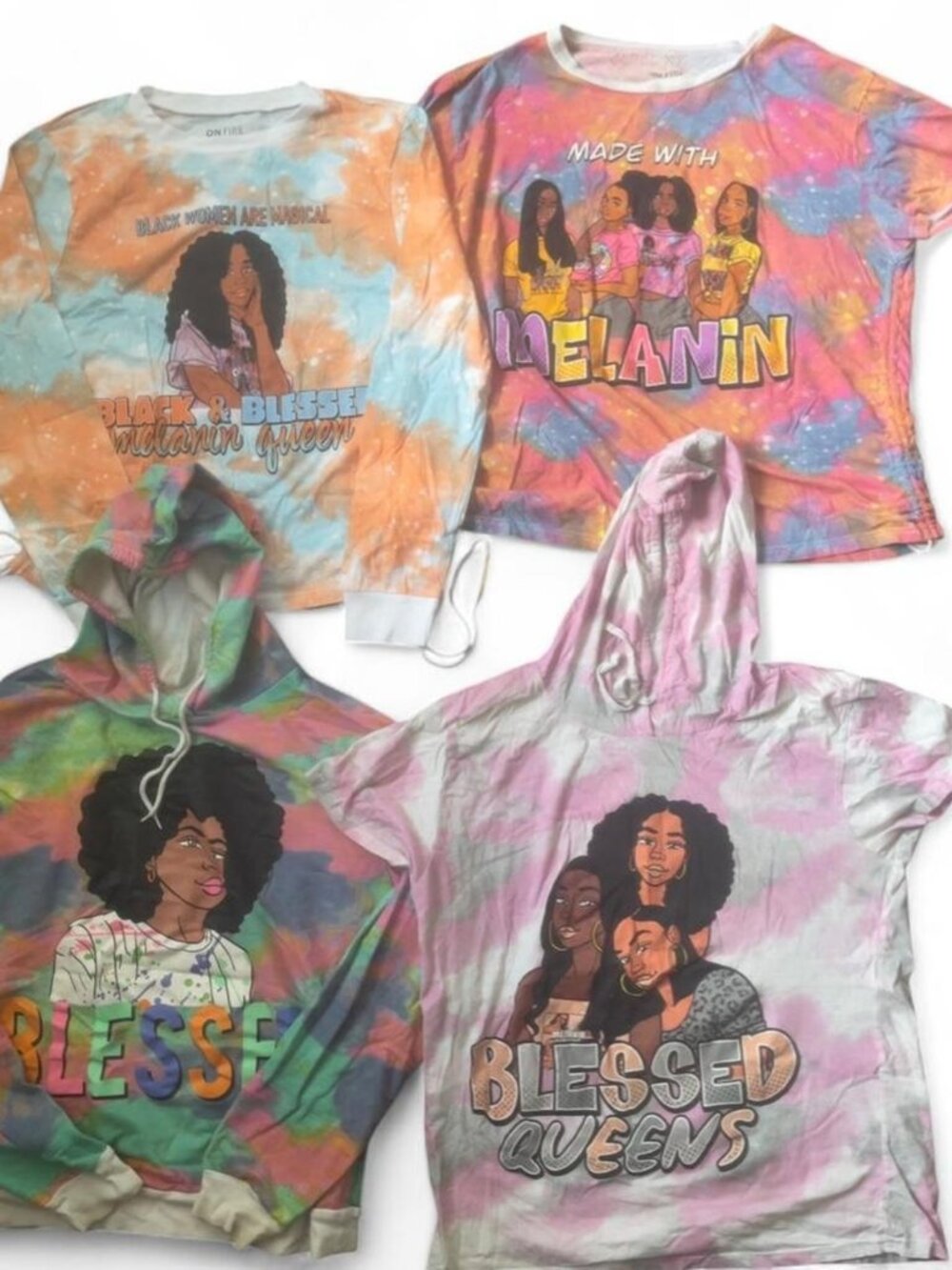 5 Black women tie dye hoodies and tops bundle #tie-dye #loungewear